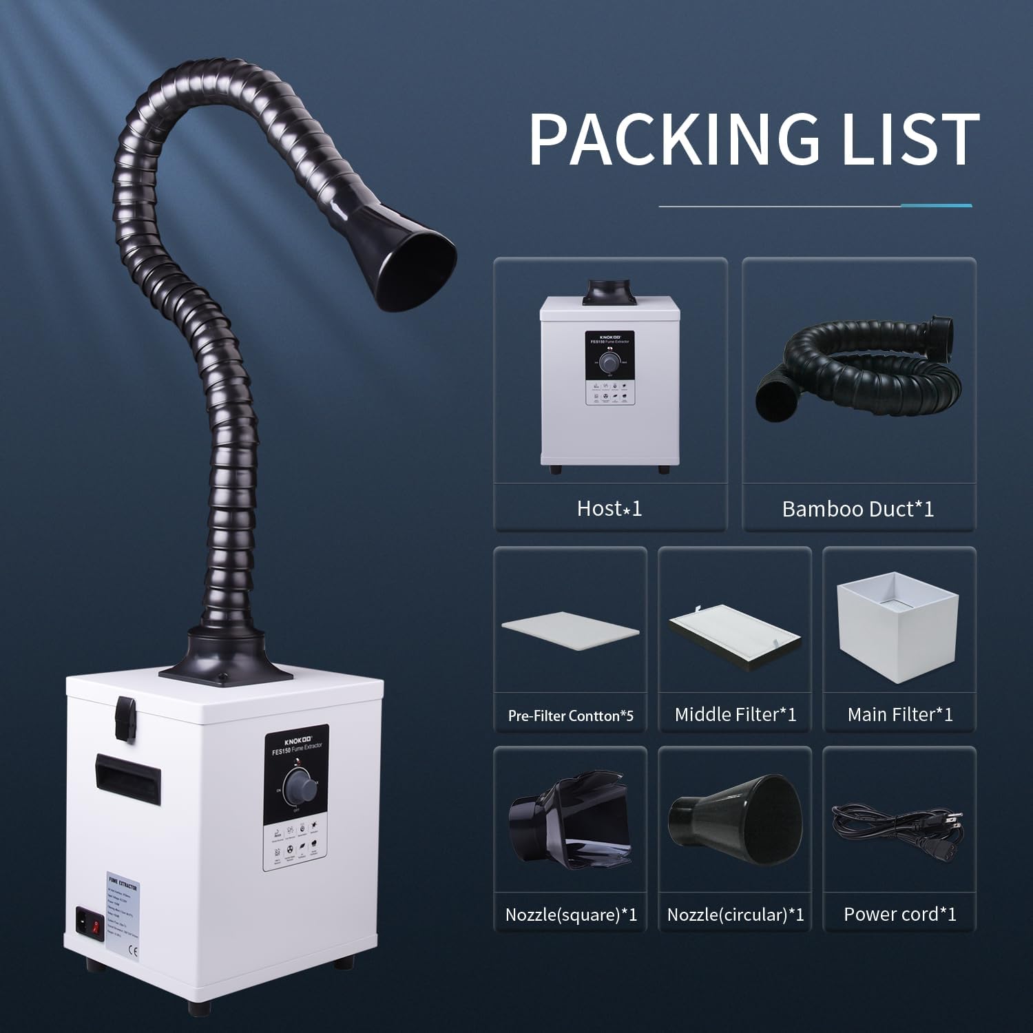 Fume Extractor Laser - เครื่องดูดควันอุตสาหกรรม KNOKOO FES150 เครื่องกรองควัน DTF กำจัดควันได้
