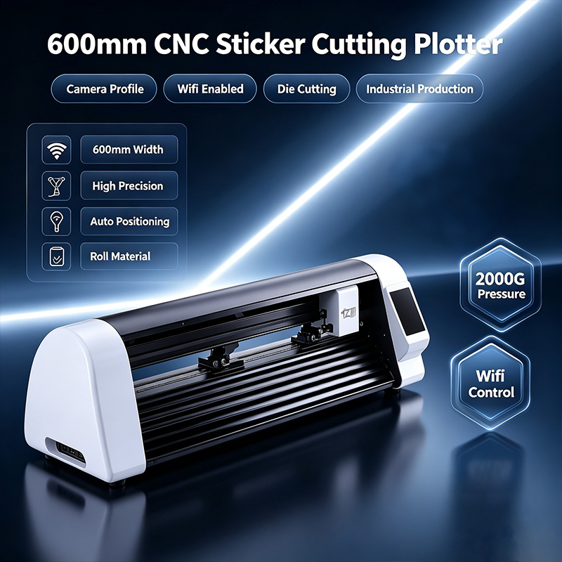 Industrial Laser Cutting Machines - เครื่องตัดสติ๊กเกอร์ด้วยเลเซอร์ CNC ขนาด 600 มม. พร้อมกล้อง